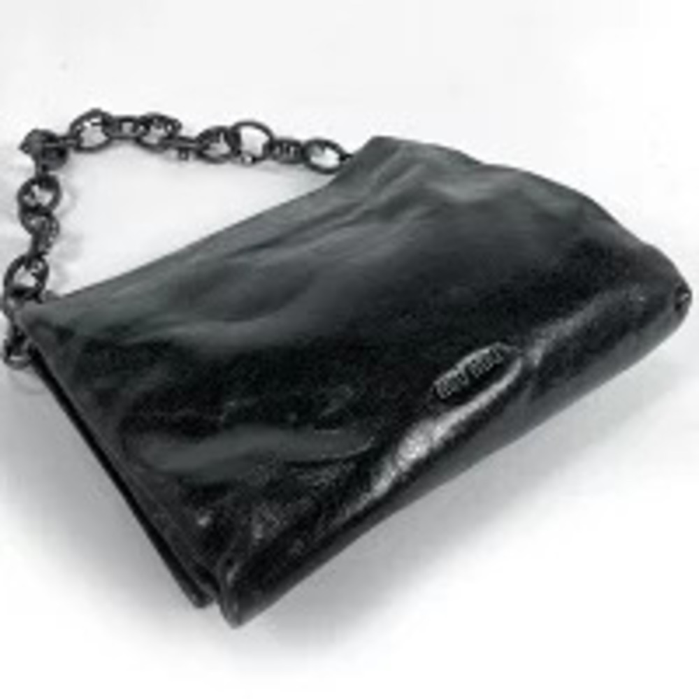 Miu Miu Bag Chain Leather Shoulder Rhinestones Black